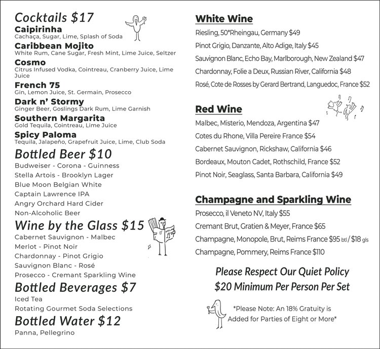 Club Menu - Cocktails